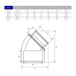 Колено переходное 45° ПВХ Hidroten 1002155, наружная резьба, d63 мм, 2"